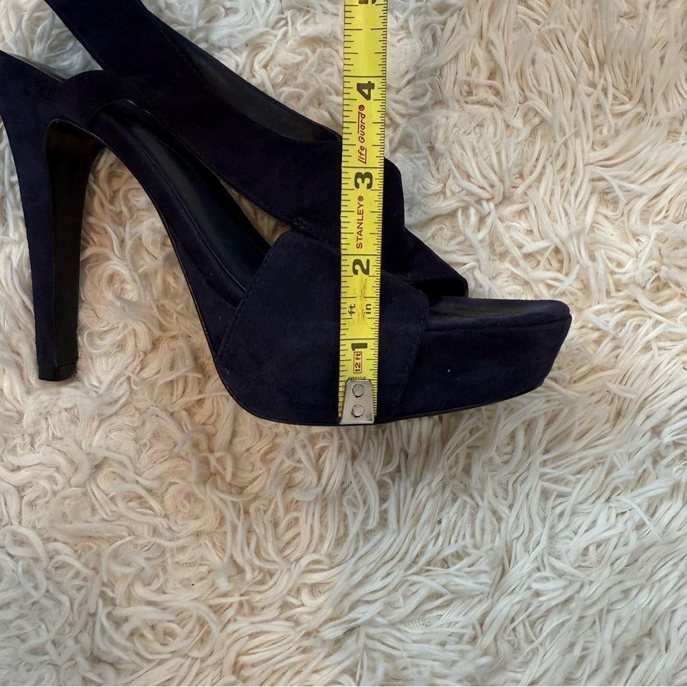 DVF Diane Von Furstenberg Zia Suede 5" Heels Platform Sandals navy blue SZ 8.5M - Picture 10 of 10